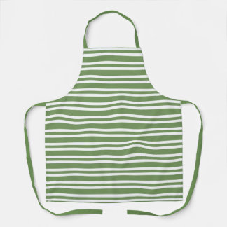Green White Stripes Pattern Apron