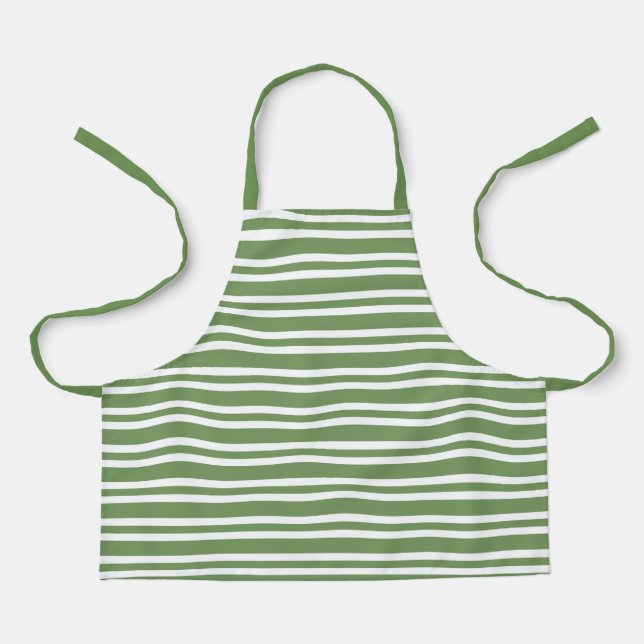 Green White Stripes Pattern Apron (Front)