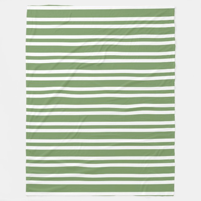 Green White Stripes Pattern Fleece Blanket (Front)