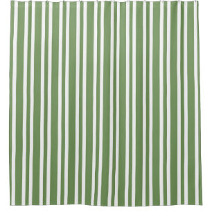 Green White Stripes Pattern Shower Curtain