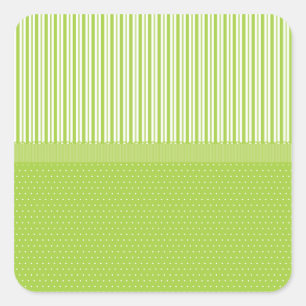 Green White Stripes Polka Dots with a Ribbon Square Sticker