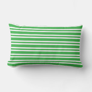 Green White Stripes Seamless Pattern Lumbar Cushion