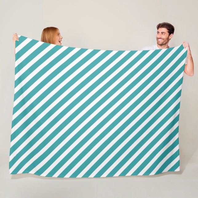 Green White Stripes Trend Colours Template Modern Fleece Blanket (In Situ)