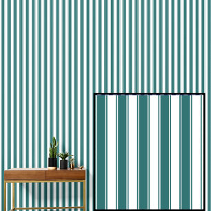 Green & White Stripes Wallpaper