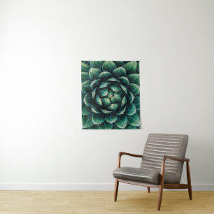 Green & White Succulent Tapestry