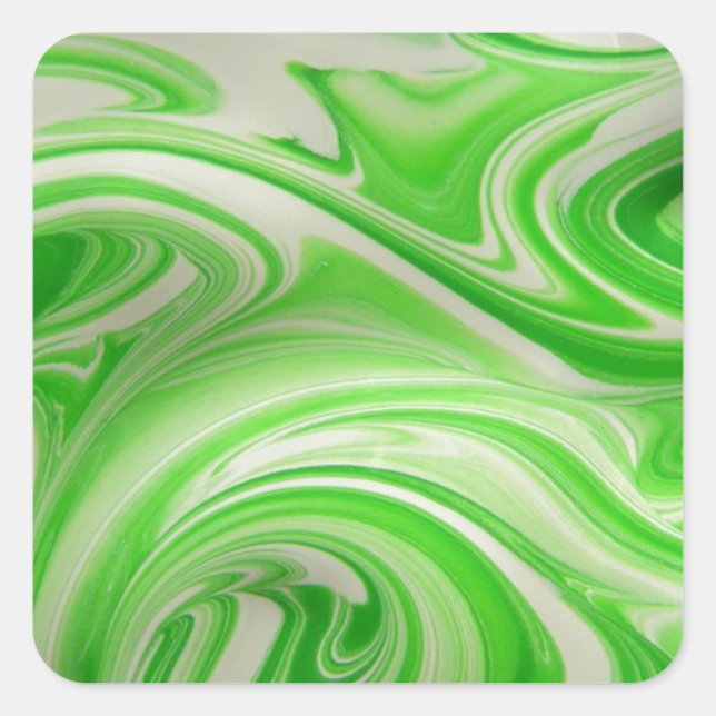 Green & white swirl square sticker (Front)