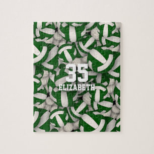 green white team colors girls boys volleyball jigsaw puzzle