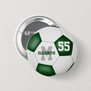 green white team colors girls soccer personalized 6 cm round badge