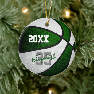 green white team colours basketball memento ceramic ornament