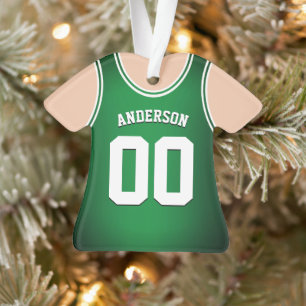 Green & White Team Colours Basketball Tank  Ornament