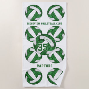 green white team colours gifts girly volleyballs beach towel