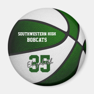 green white team colours girls boys basketball magnet