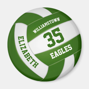 green white team colours girls boys volleyball magnet