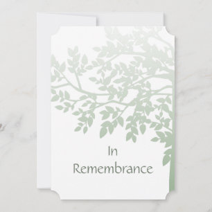 Green White Tree Leaves Custom Memorial Invite