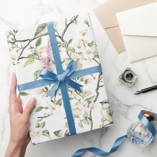 Green White Tulip Flowers Bridal Shower Wrapping Paper (Gifting)