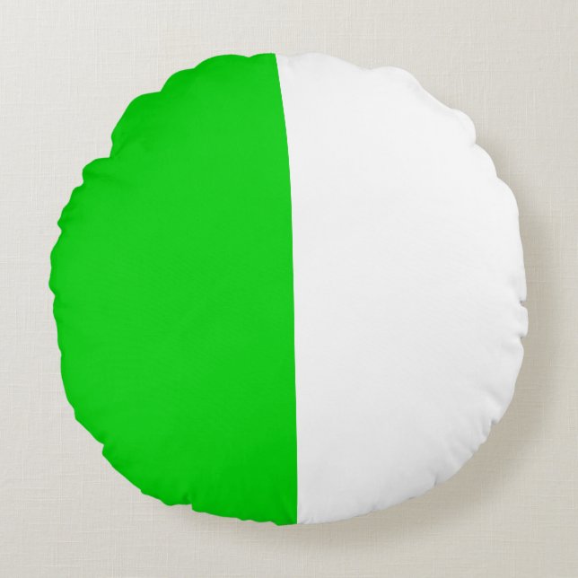 Green White Two Colour Tone Half Split  Round Cushion (Front)