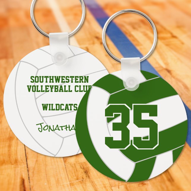 Green white volleyball team colours key ring (Creator Uploaded)