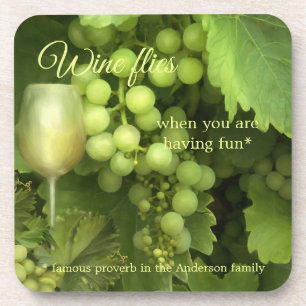 Green White Wine Vines Coaster