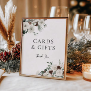 Green White Winter Floral Cards and Gifts Poster
