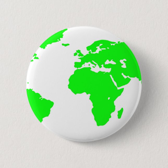 Green White World Map 6 Cm Round Badge (Front)