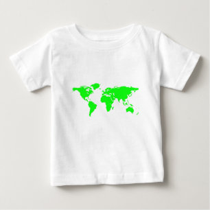 Green White World Map Baby T-Shirt