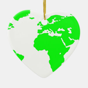 Green White World Map Ceramic Tree Decoration