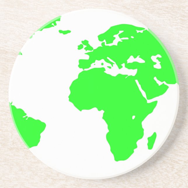 Green White World Map Coaster (Front)