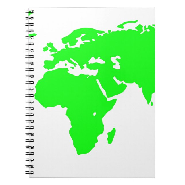 Green White World Map Notebook (Front)
