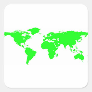 Green White World Map Square Sticker