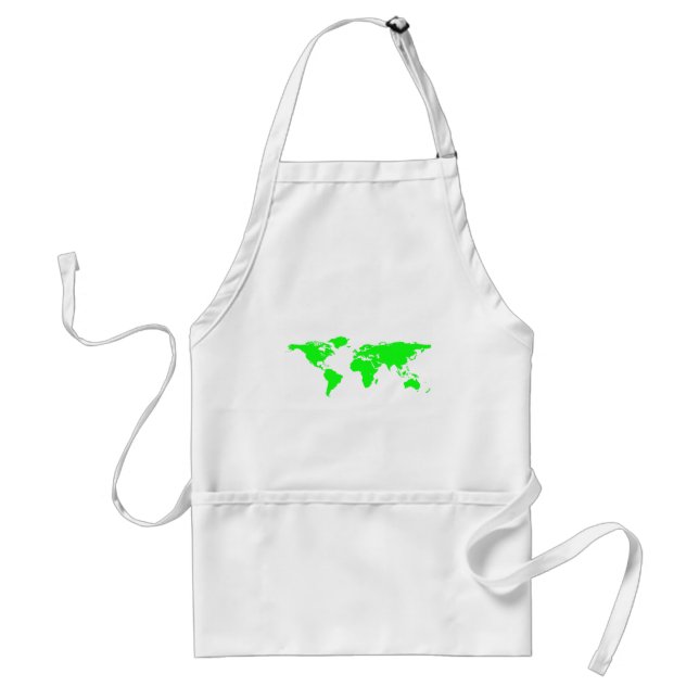 Green White World Map Standard Apron (Front)