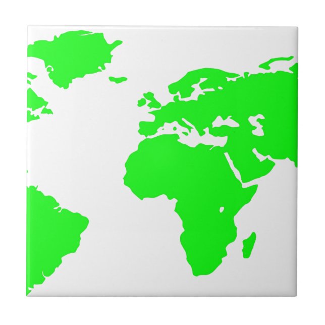 Green White World Map Tile (Front)