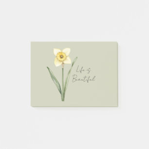 Green White Yellow Daffodil Flower Post-it Notes