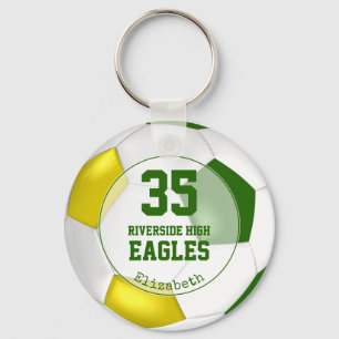 green white yellow kids soccer team spirit key ring