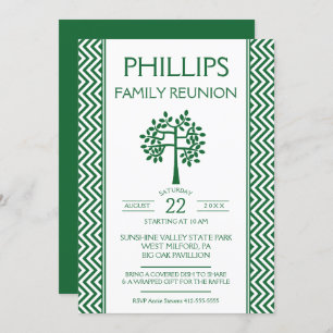 Green & White Zig Zag Family Reunion Announcement