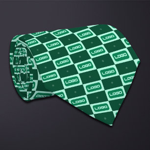 Green (Wide Rectangle) Logo Chequerboard Tie