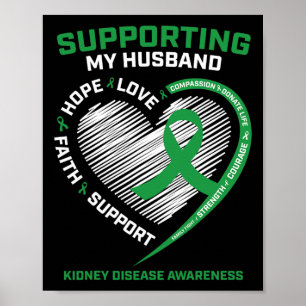 Green Wife Transplant Husbynd Kidney Disease Aware Poster