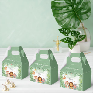 Green Wild Jungle Animals Tropical Boy Birthday Favour Box