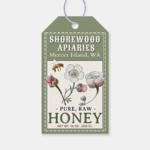 Green Wildflower Honey Bee Apiary Gift Tag