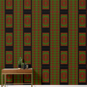 Green Wildflower in Red Wallpaper