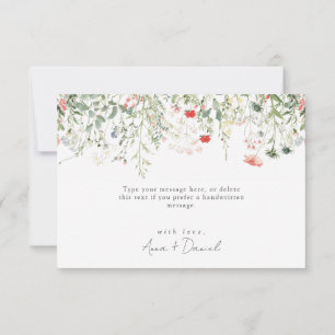 Green Wildflower Wedding Thank You Card