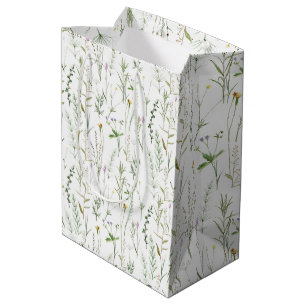 Green wildflowers medium gift bag