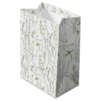 Green wildflowers medium gift bag
