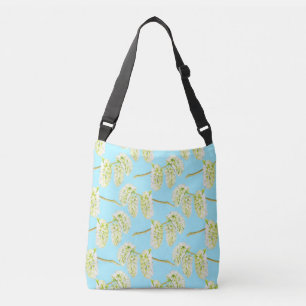 Green willow catkins watercolor pattern tote bag