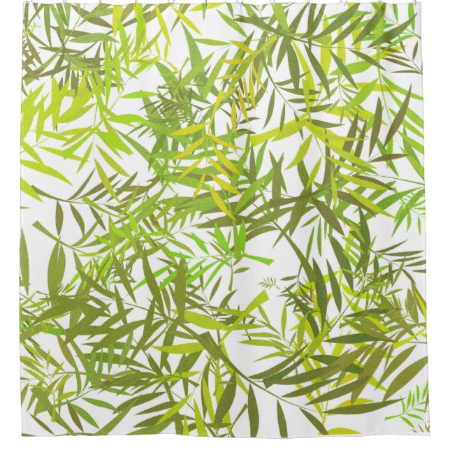 Green Willow Leaves Shower Curtain (Front)