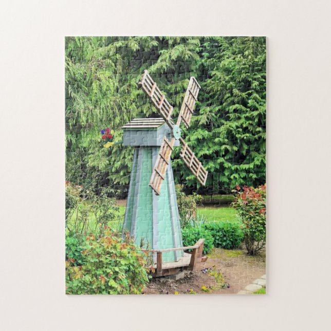 Green Windmill Garden Decor Jigsaw Puzzle (Vertical)