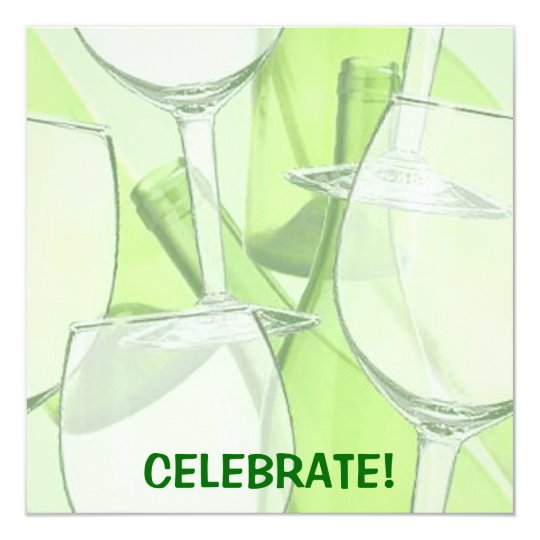 Green Wine Glass Party Invitation