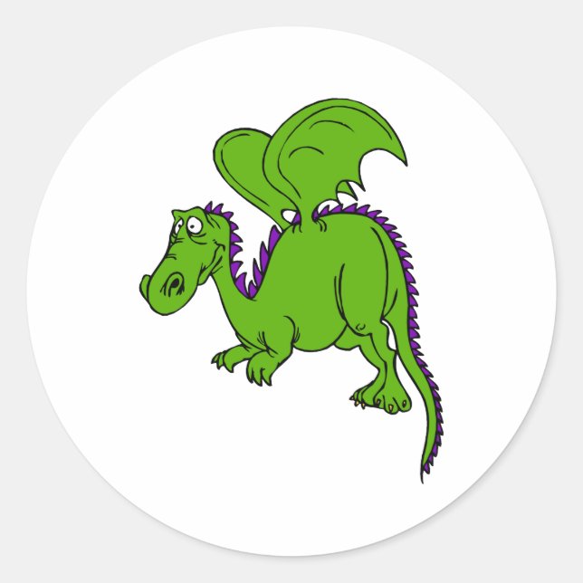 Green Winged Dragon Classic Round Sticker (Front)