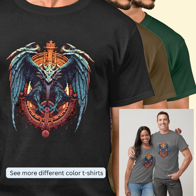 Green Winged Dragon on Orange Background T-Shirt (Creator Uploaded)