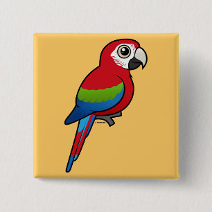 Green-winged Macaw 15 Cm Square Badge