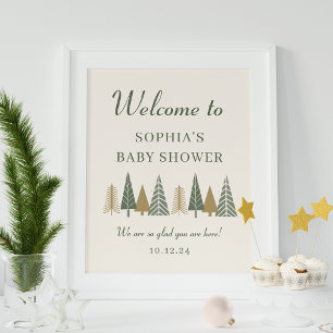Green Winter Baby Shower Welcome Sign